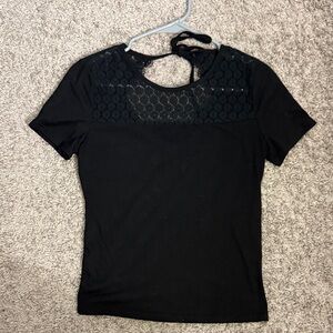 SHEIN Black Lace Short Sleeve Top